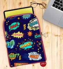 BK Gift Pop Art Tasarımlı Taşınabilir Koruyucu Tablet Kılıfı & Organizer Çanta - Pembe-3