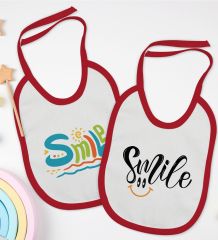 BK Kids Smile Tasarımlı 2’li Kırmızı Mama Önlüğü-1