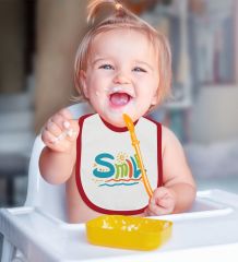 BK Kids Smile Tasarımlı 2’li Kırmızı Mama Önlüğü-1