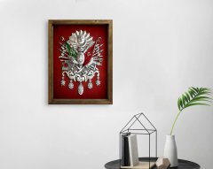 BK Home Osmanlı Arması Tasarımlı Doğal Masif Ahşap Çerçeveli Tablo 45x65cm-5