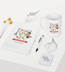 Kişiye Özel Matematik Öğretmeni Temalı Beyaz Defter Kalem Kupa Ayna Seti - 5