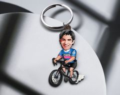 BK Gift Kişiye Özel Bisiklet Sürücüsü Karikatürlü Ahşap Anahtarlık-1 Sevgiliye Hediye, Arkadaşa Hediye, Doğum Günü Hediyesi
