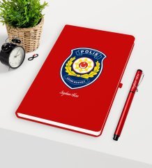 Kişiye Özel Polis Çevik Kuvvet Temalı Kırmızı Defter Kalem Seti