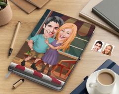 Bk Gift Kişiye Özel Sevgililer Karikatürlü Beyaz Defter-80 , Arkadaşa Hediye , Sevgiliye Hediye