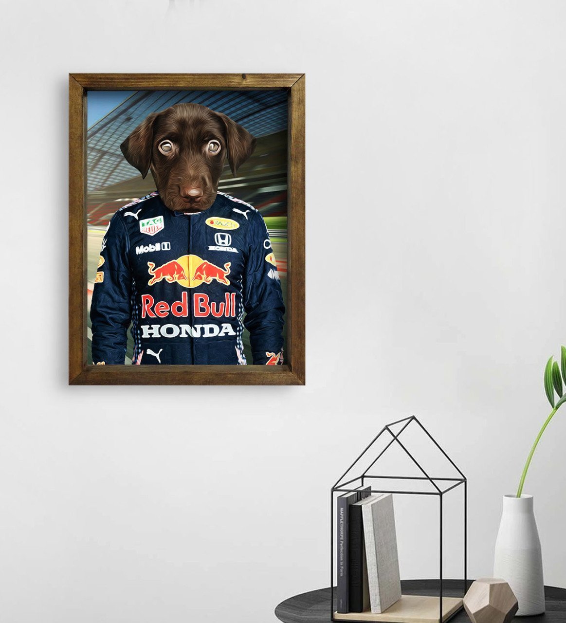 Evcil Dostlara Özel Pilot Tasarımlı Portre Doğal Masif Ahşap Çerçeveli Tablo 45x65cm-1