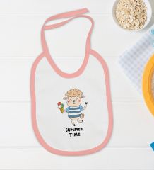 BK Kids Summer Time Tasarımlı Pembe Bebek Body Zıbın ve Mama Önlüğü Hediye Seti-1