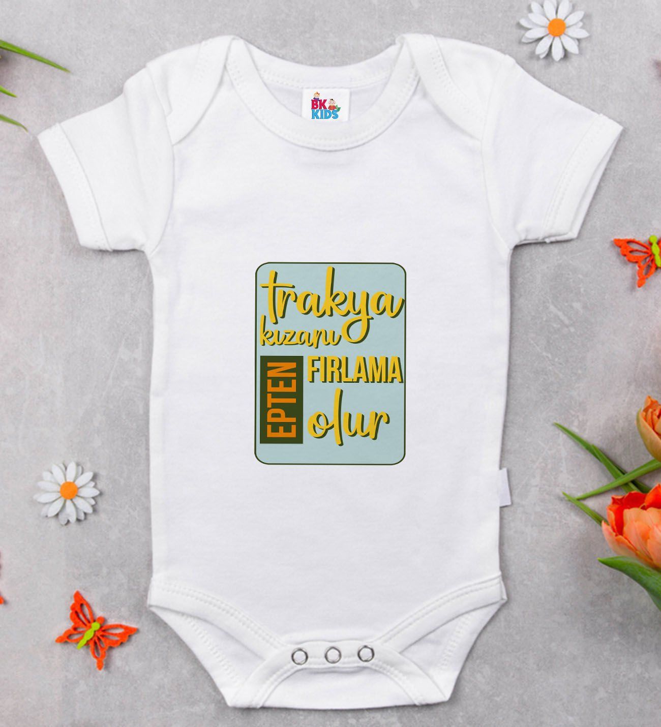BK Kids Trakya Kızanı Tasarımlı Beyaz Bebek Body Zıbın-3