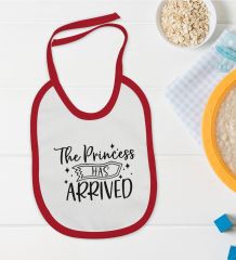 BK Kids The Princess Has Arrived Tasarımlı Kırmızı Bebek Mama Önlüğü-1