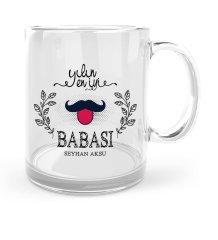 Kişiye Özel Yılın En İyi Babası Cam Kupa Bardak - 2