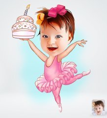 Kişiye Özel Bebek Doğum Günü Tasarımlı Dijital Karikatür-3