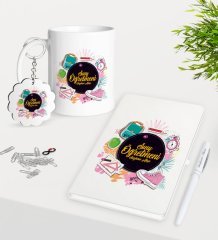 Kişiye Özel Sınıf Öğretmeni Kupa Anahtarlık Beyaz Defter Kalem Hediye Seti-14