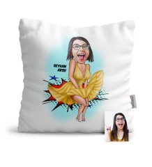 Kişiye Özel Marilyn Monroe Karikatür Saten Yastık - 1