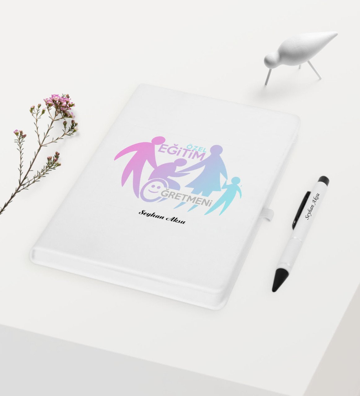 Kişiye Özel Özel Eğitim Öğretmeni Temalı Beyaz Defter Kalem Hediye Seti - 2