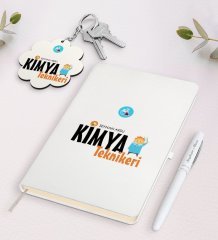 Kişiye Özel Kimya Teknikeri Beyaz Defter Kalem Ve Anahtarlık Hediye Seti-2