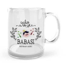 Kişiye Özel Yılın En İyi Babası Cam Kupa Bardak - 1
