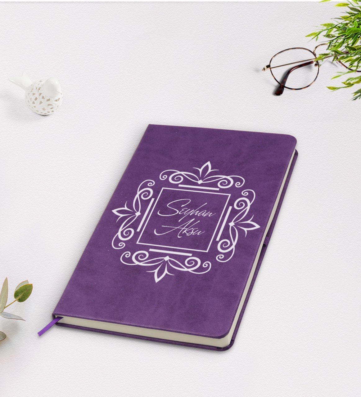 Kişiye Özel İsimli Mor Termo Deri Defter Model 1