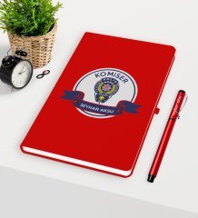 Kişiye Özel Komiser Temalı Kırmızı Defter Kalem Seti - 1