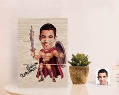 Kişiye Özel Kahraman Babam Karikatürlü Otantik Masaüstü Ahşap Palet Çerçeve-1