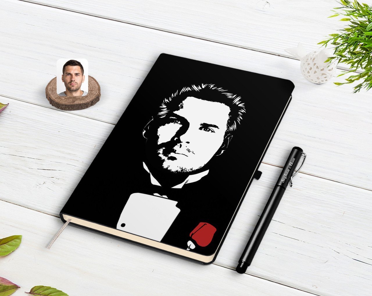 Kişiye Özel Godfather Baba Tasarımlı Siyah Defter ve Kalem Hediye Seti-14