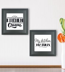 BK Gift Mutfak Temalı 2’li Ahşap Çerçeveli Taş Duvar Dekoru-9