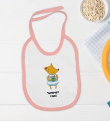 BK Kids Summer Vibes Tasarımlı Pembe Bebek Body Zıbın ve Mama Önlüğü Hediye Seti-1