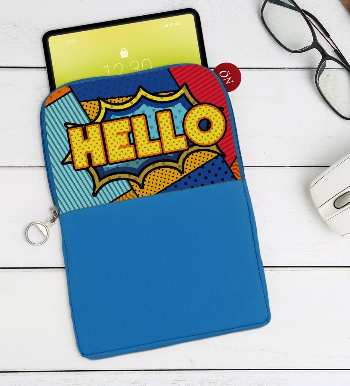 BK Gift Pop Art Tasarımlı Taşınabilir Koruyucu Tablet Kılıfı & Organizer Çanta - Mavi-16