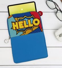 BK Gift Pop Art Tasarımlı Taşınabilir Koruyucu Tablet Kılıfı & Organizer Çanta - Mavi-16