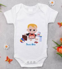 BK Kids İsimli Little Boss Tasarımlı Bebek Body Zıbın - Model 1