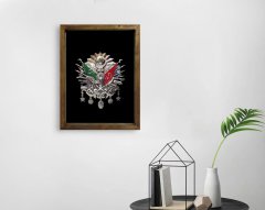 BK Home Osmanlı Arması Tasarımlı Doğal Masif Ahşap Çerçeveli Tablo 45x65cm-2