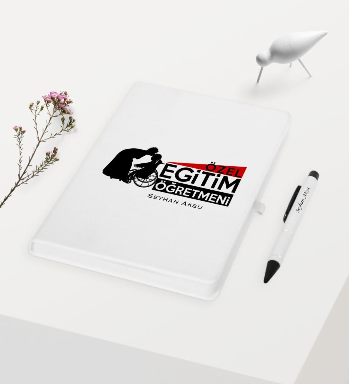 Kişiye Özel Özel Eğitim Öğretmeni Temalı Beyaz Defter Kalem Hediye Seti - 1