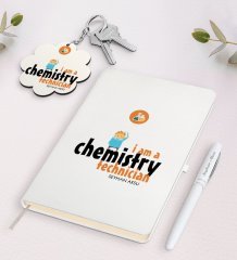 Kişiye Özel Kimya Teknikeri Beyaz Defter Kalem Ve Anahtarlık Hediye Seti-1