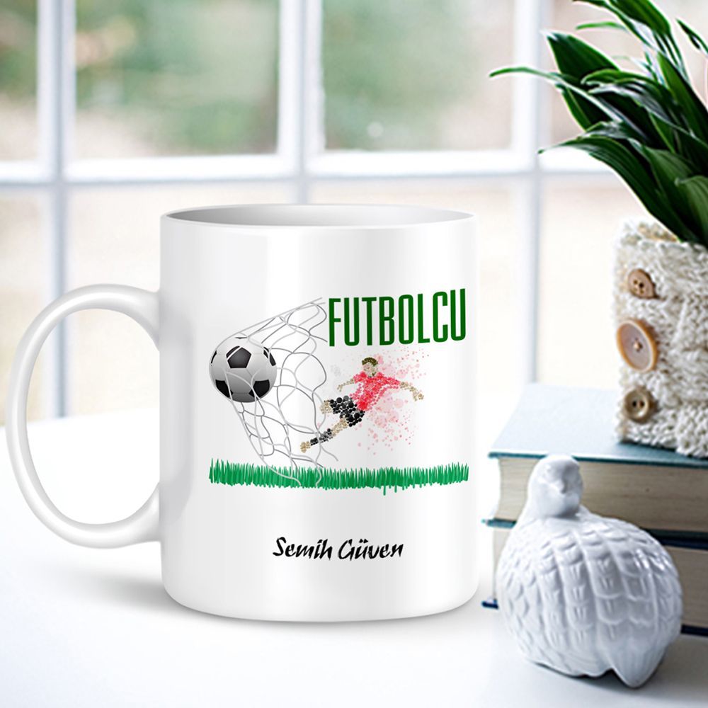Kişiye Özel Mesleki Futbolcu Beyaz Kupa Bardak - 002