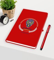 Kişiye Özel Komiser Yardımcısı Temalı Kırmızı Defter Kalem Seti - 2