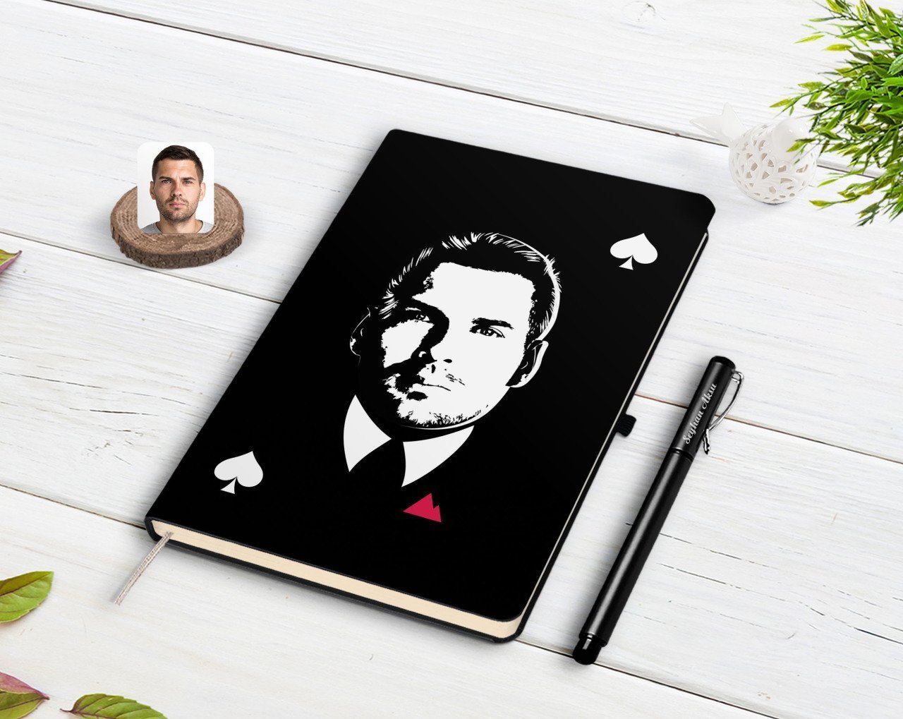 Kişiye Özel Godfather Baba Tasarımlı Siyah Defter ve Kalem Hediye Seti-12