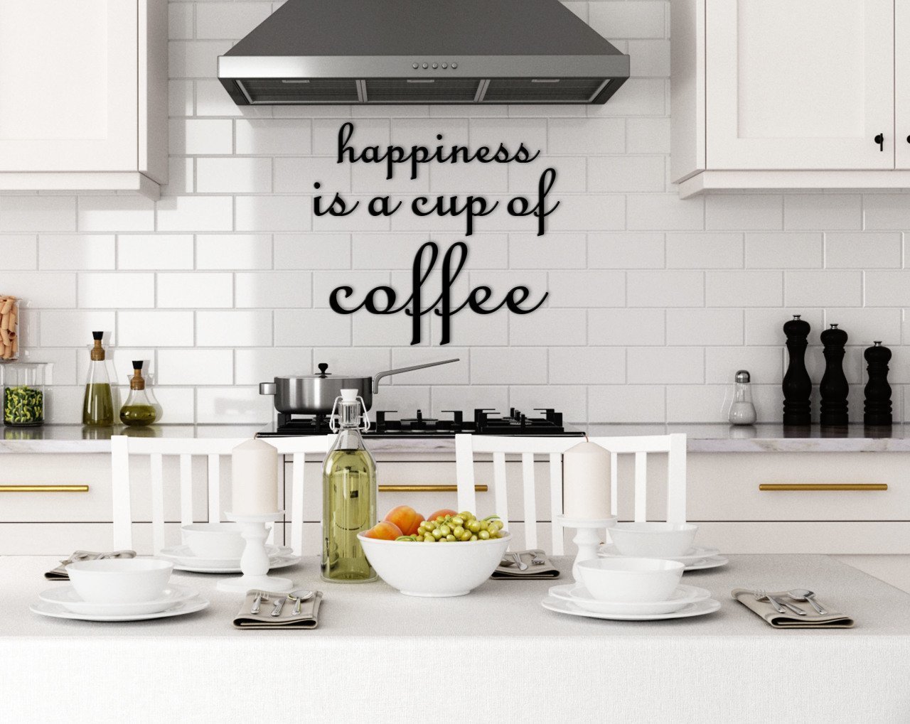BK Home Happiness Is A Cup Of Coffee Ahşap Duvar Yazısı
