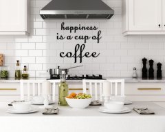 BK Home Happiness Is A Cup Of Coffee Ahşap Duvar Yazısı