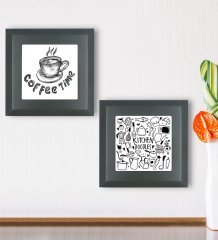 BK Gift Mutfak Temalı 2’li Ahşap Çerçeveli Taş Duvar Dekoru-8