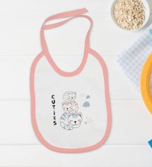 BK Kids Cuties Tasarımlı Pembe Bebek Body Zıbın ve Mama Önlüğü Hediye Seti-1