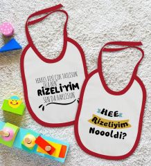 BK Kids Rizeliyim Tasarımlı 2’li Kırmızı Mama Önlüğü-1