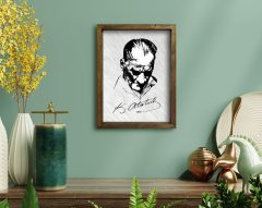 BK Home Atatürk Tasarımlı Doğal Masif Ahşap Çerçeveli Tablo 45x65cm-48