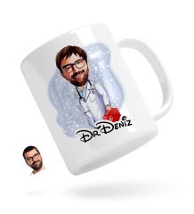 Kişiye Özel Erkek Acil Tıp Teknisyeni Karikatürlü Beyaz Kupa Bardak-1