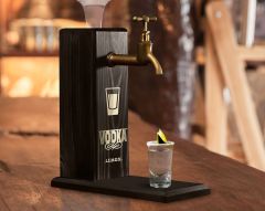 BK Gift Aynalı Altın Kabartma Musluklu Doğal Siyah(Ebony) Ahşap Vodka Standı, Home Bar, İçecek Dispenseri, Ahşap İçecek Çeşmesi-4