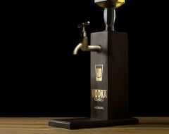 BK Gift Aynalı Altın Kabartma Musluklu Doğal Siyah(Ebony) Ahşap Vodka Standı, Home Bar, İçecek Dispenseri, Ahşap İçecek Çeşmesi-4