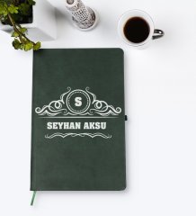 Kişiye Özel İsimli Yeşil Termo Deri Defter Model 33