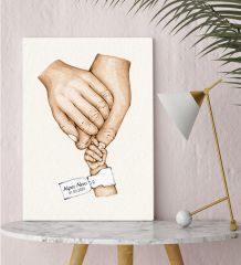 BK Gift Kişiye Özel El Ele Tutuşan Aile Tasarımlı Renkli Kanvas Tablo-6 30x50, Anneye Hediye, Aile Hediyesi