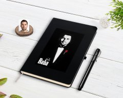 Kişiye Özel Godfather Baba Tasarımlı Siyah Defter ve Kalem Hediye Seti-5