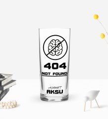 Kişiye Özel Renkli Baskılı 404 Not Found Tasarımlı Rakı Bardağı-1