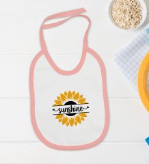 BK Kids Sunshine Tasarımlı Pembe Bebek Body Zıbın ve Mama Önlüğü Hediye Seti-1