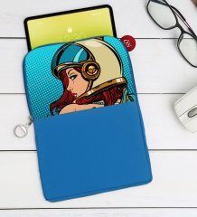 BK Gift Pop Art Tasarımlı Taşınabilir Koruyucu Tablet Kılıfı & Organizer Çanta - Mavi-14