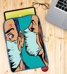 BK Gift Pop Art Tasarımlı Taşınabilir Koruyucu Tablet Kılıfı & Organizer Çanta - Mavi-14
